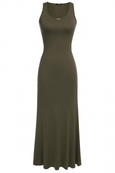 

Zeagoo Army green Women Sleeveless Backless Hollow Back Maxi Long Party Casual Dresses, Multicolor