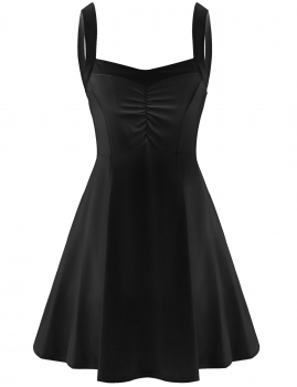 

Black Strap V-Neck High Waist Sundress A-line Going Out Dress, Multicolor
