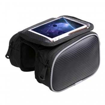 

Cycling Bike Front Top Tube Bag Bicycle Frame Bag Double Pouch With PVC Touch Screen Phone Case, Multicolor