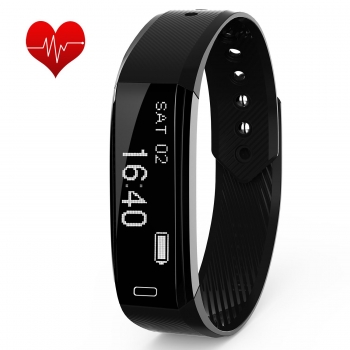 

Black Sport Tracker Smart Bracelet Heart Rate Monitoring Pedometer with Reminder