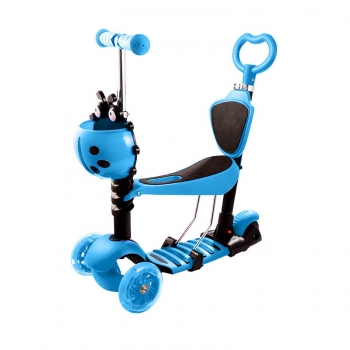 

Blue 3-Wheel Adjustable Height Kick Scooter with LED Light Up Wheels, Multicolor