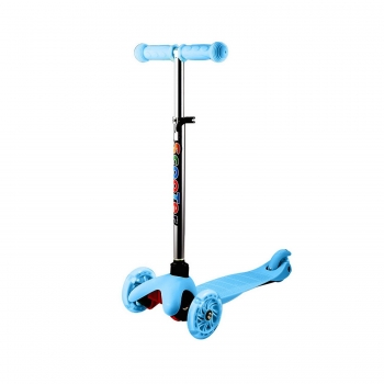 

Blue 3-Wheel 4 Levels Adjustable Height Kick Scooter with LED Light Up Wheels, Multicolor