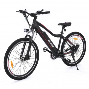 

Black ANCHEER Electric Mountain Bike with Shimano 21-speed Gear, Ship free to EU