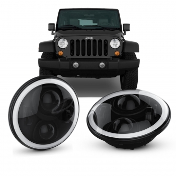 

LED Headlight RGB Angel Eye Headlamp Light For Jeep Wrangler JK