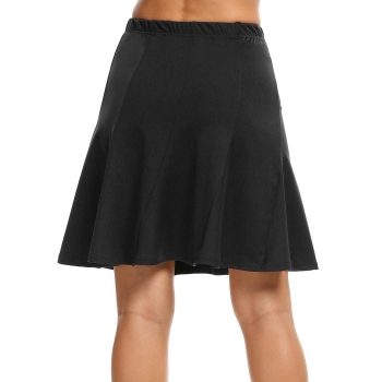 

Black Meaneor Women Elastic Waist Pure Color Slim Mini A-line Skirts, Multicolor