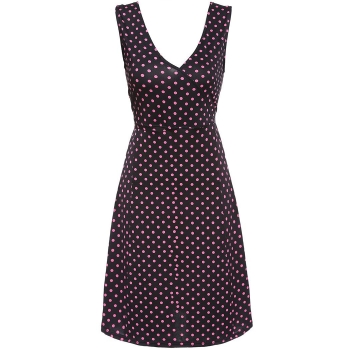 

ANGVNS Rose red Ladies Women Summer Tank V-neck Polka Dots Slim Fitted Stretch Knee-Length Casual Going Out Dresses, Multicolor