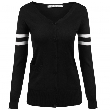 

Black Long Sleeve Open Front V Neck Solid Slim Cardigan, Multicolor