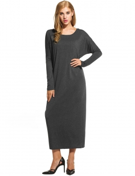 

Women Casual Reglan Sleeve Solid O Neck Pullover Maxi Dress, Multicolor
