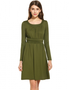 

Army green Women Casual Sleeveless Solid O Neck Pullover Sexy Dress, Multicolor