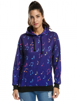 

Purple Women's Fashion Print Thicken Pullover Hooded Hoodies & Sweatshirts, Multicolor