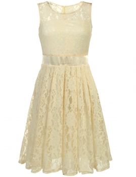 

Beige Womens Floral Sleeveless Evening Lace Slim Party Wedding & Bridesmaid Dresses, Multicolor