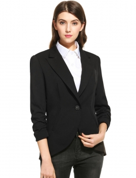 

Casual Turn Down Collar 3"4 Sleeve Solid Blazer, Multicolor