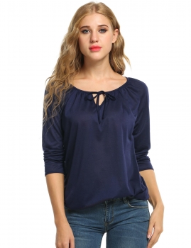 

Blue Loose Raglan Long Sleeve Solid Shirts & Blouses, Multicolor