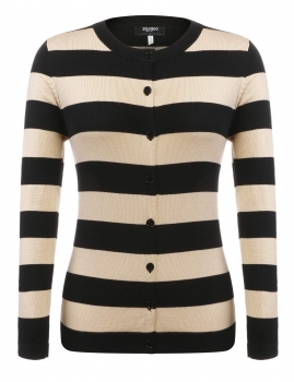 

Black V-Neck Long Sleeve Striped Single-breasted Outwear Sweaters & Cardigans, Multicolor