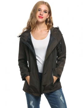 

Black New Women Casual Long Sleeve Contrast Color Hooded with Zipper Pockets Coats & Jackets, Multicolor