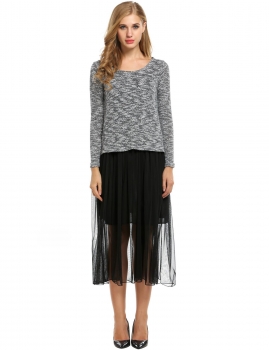 

Black New Women Two Pieces Slim Midi and Long Sleeve Knitted Tops Casual Dresses, Multicolor