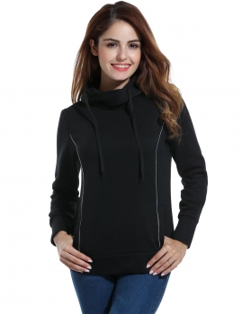 

Black Women Casual Hooded Long Sleeve with Pockets Solid Hoodies & Sweatshirts, Multicolor