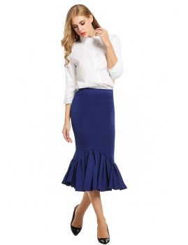 

Zeagoo Blue Women High Waisted Solid Wear To Work Bodycon Mermaid Midi Pencil Skirts, Multicolor