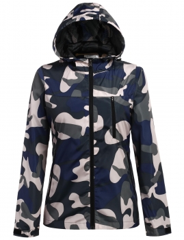 

Camouflage Long Sleeve Lightweight Hooded Shell Jacket, Multicolor