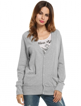 

Women's Button Down V-Neck Long Sleeve Basic Casual Loose Cardigan, Multicolor