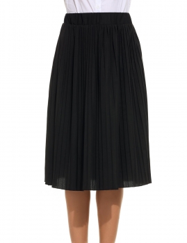 

Women High Waisted Solid Basic Pleated A-Line Midi Skirt, Multicolor