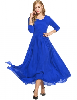 

Women Casual 3"4 Sleeve Solid V Neck Pullover Maxi Dress, Multicolor