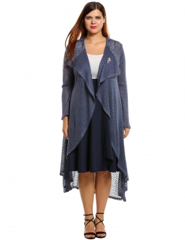 

Blue Womens Casual Turn Down Collar Loose Knited Outwear Sweaters & Cardigans, Multicolor