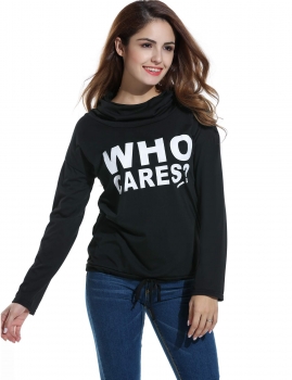 

Zeagoo Black Casual Drop-Shoulder Sleeve Letter Print Pullover Hoodies & Sweatshirts, Multicolor
