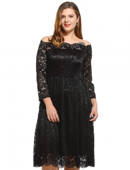 

Black Casual Long Sleeve Patchwork Off the Shoulder Pullover Line Wedding & Bridesmaid Dresses, Multicolor