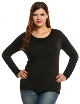 

Black Womens Basic Long Sleeve Backless Neck Slim Casual Tops, Multicolor