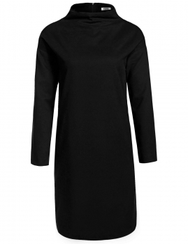 

Meaneor Black Women Turtleneck Long Sleeve Solid Wool Blend Shift With Pockets Casual Dresses, Multicolor