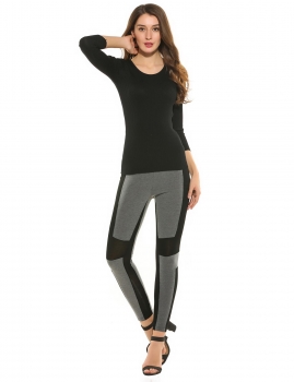 

Women Patchwork Contrast Color Stretch Tights Running Sport Yoga Legging, Multicolor