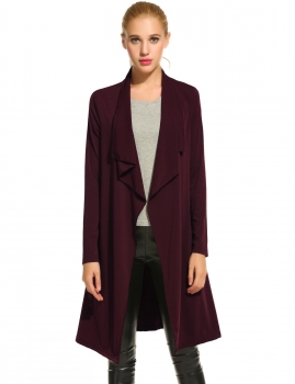

Casual Long Sleeve Collared Irregular Hem Cardigan, Multicolor