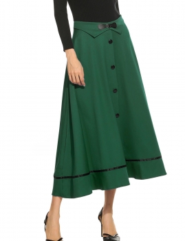 

Women High Waist Solid Bow Flare Hem A-Line Skirt, Multicolor