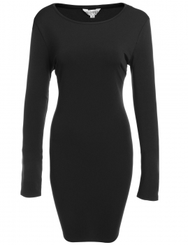

Black New Women O-Neck Long Sleeve Solid Package Hip Casual Dresses, Multicolor