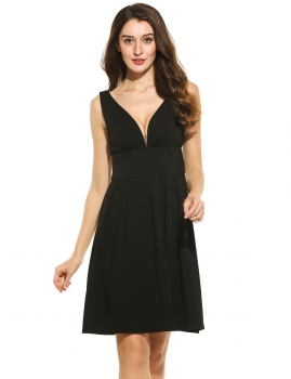 

Women Sexy Deep V-neck Sleeveless High Waist Evening Party Dress, Multicolor