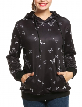 

Black Casual Hooded Long Sleeve Pullover Animal Prints Hoodies & Sweatshirts, Multicolor