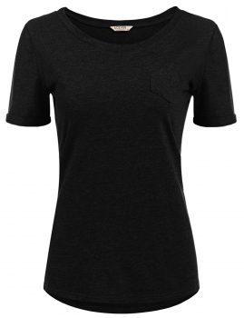 

Women Fashion V-Neck Short Sleeve Solid Asymmetrical T Shirt, Multicolor