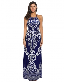 

Women Casual Sleeveless Print O Neck Pullover Maxi Dress, Multicolor
