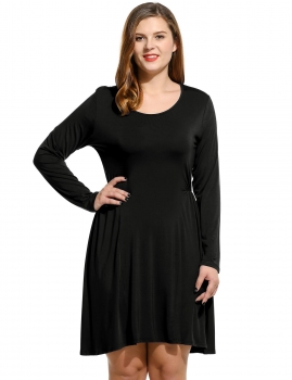 

Black Plus Sizes Lace Patchwork Back A-Line Short Dress, Multicolor