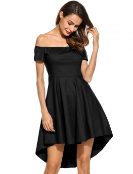 

Black Women Strapless Off the Shoulder High Waist Evening Party A-Line Asymmetrical Going Out Dresses, Multicolor