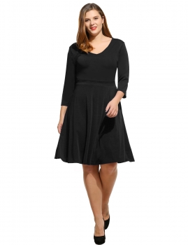 

Women Casual 3"4 Sleeve Solid V Neck Pullover Tunic Dress, Multicolor