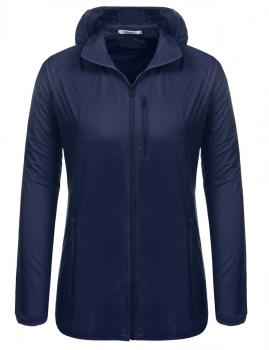 

Waterproof Zip-Up Hooded Raincoat Outdoor Lightweight Rain Jacket, Multicolor