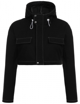 

Black Hooded Long Sleeve Solid Button Pocket Long Coats, Multicolor