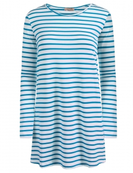 

Horizontal Striped Soft Stretchy Fabric Fit Basic O-Neck Long Sleeve Tunic, Multicolor