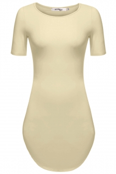 

Cotton Slim Short Sleeve Basic Solid Tunic, Multicolor