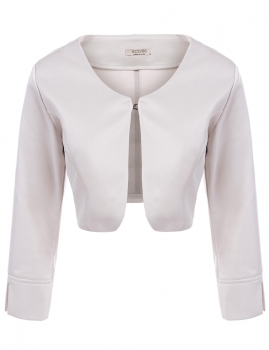 

Beige Long Sleeve Solid Open Front Bolero Shrug Jacket, Multicolor