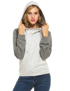 

Raglan Sleeve Hooded Pullover Patchwork Sweatshirt Hoodie With Pockets, Multicolor