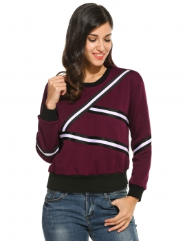 

Casual Pullover Patchwork Contrast Color Thick Fleece Sweatshirt, Multicolor