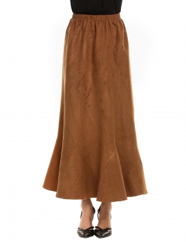 

Brown Vintage Style Elastic Waist Solid Loose Maxi Long Skirt, Multicolor